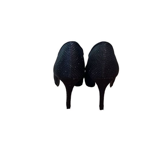 Gorgeous Ann Marino Women’s 6.5 Medium Black Sparkly Open Toe Leather Sole Heels - Picture 7 of 8